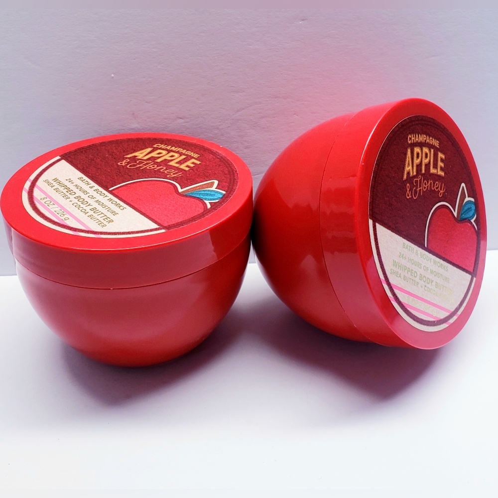 Bath & Body Works CHAMPAGNE APPLE & HONEY Whipped Body Butter, 8 oz (2 pack)